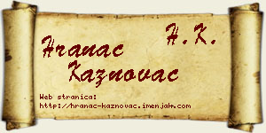 Hranac Kaznovac vizit kartica